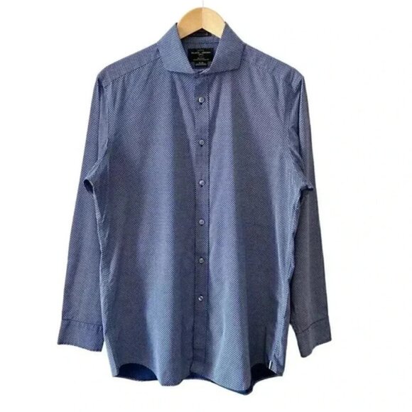 Black Brown 1826 Mens Dress Shirt Non Iron Egyptian Cotton Fitted Blue White 16 - Picture 14 of 14